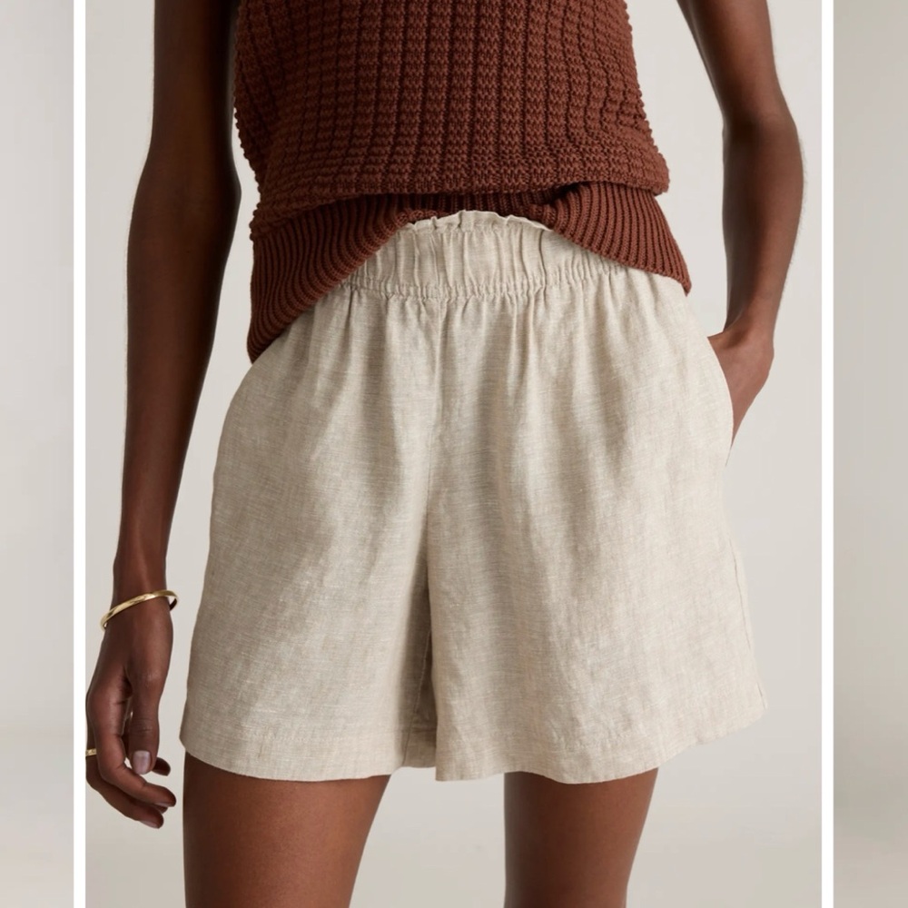 Quince 100% European Linen High Waisted Shorts